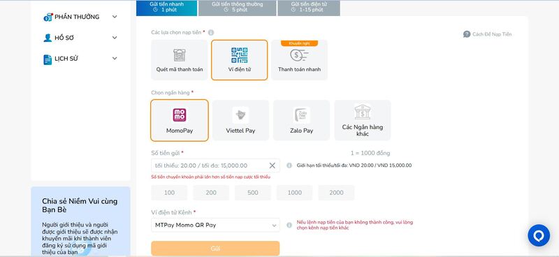 Nạp tiền BK8 nhanh qua các ví điện tử hỗ trợ